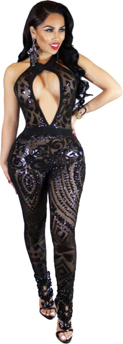 Sexy Bodycon Jumpsuit Elegance Black - Mooi design - Hoogwaardige kwaliteit - See true - Sexspelletjes voor mannen en vrouwen - Spandex - Spannend voor koppels - Met figuurtjes - Erotische kleding - Lingerie erotisch - Lingerie body sexy - Erotiek — afbeelding 1