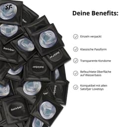 Satisfyer Condooms Heren | 100 stuks | 45-64 mm | XS - XL beschikbaar | Realistisch & dun met vochtig oppervlak | Huidvriendelijk & geurloos | Met reservoir | Getest & betrouwbaar — thumbnail 2