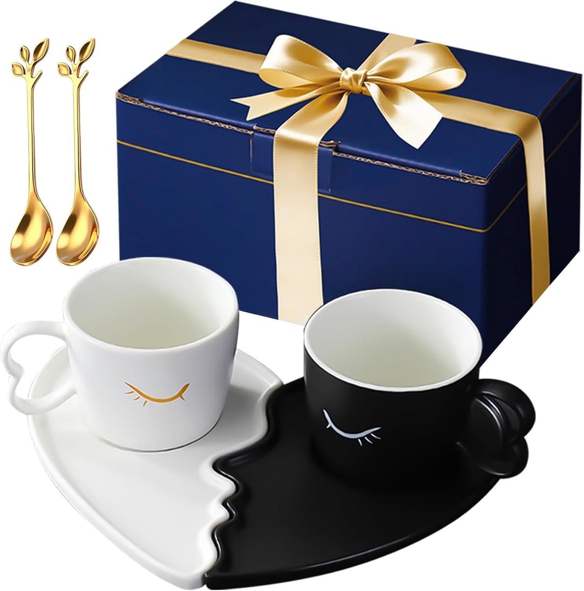 Koppels Mokken Set - Twee Mokken - Romantische Momenten - Exclusief Ontwerp - 200 ml - Wit — afbeelding 1