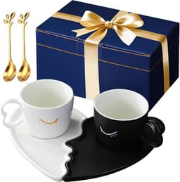 Koppels Mokken Set - Twee Mokken - Romantische Momenten - Exclusief Ontwerp - 200 ml - Wit — thumbnail 1