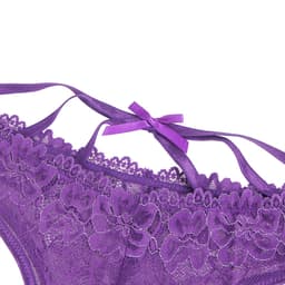 Zeloria Kanten Slip met Open Kruis en Strikdetail – Paars – Dames Lingerie Slip met Bandjes – S — thumbnail 3