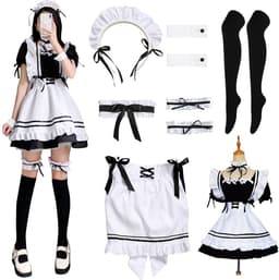 Dailygoods- Dienstmeisjeskostuum Klassiek Design - Anime Kostuum - Cosplay Outfit - Zwarte Jurk - Inclusief Schort/Hoofddeksel - Machinewasbaar - Maid Outfit — thumbnail 1