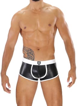 TOF Paris Fetish Bottomless Boxer Black/White - MAAT M - Erotisch Heren Ondergoed - Boxershort voor Man - Sexy mannen Boxershort — thumbnail 1