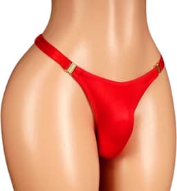 Heren string Red Love - Nylon - Clipjes sluiting - Gouden accenten - Mannen slip - Rood — thumbnail 1