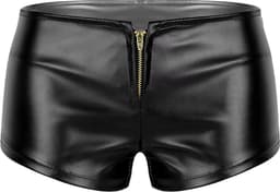 Lederen booty short vrouwen - Lage taille - Latex wetlook - Ritssluiting - Erotisch en sexy — thumbnail 1