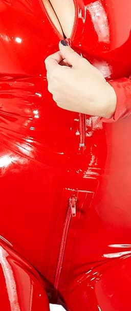 LateX – Erotische Bondage Catsuit met Rits Sluiting bij Borsten en Kruis Spanning Verzekerd Maat M – Rood — thumbnail 2