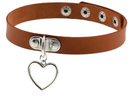 Sleutelbeenketting - Halsomtrek 32 cm~38 cm - Choker met hartvormige hanger - Halsband voor dames - Gotische leren choker - Punkstijl ketting - Choker - Halsband - Halsketting - Metalen choker - Kettingchoker - Bikerchoker - Halsring — thumbnail 1