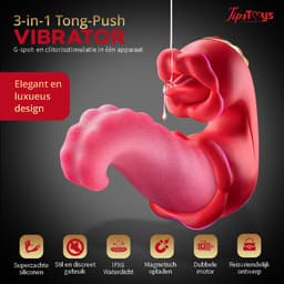 TipsToys® 4-in-1 Vibrator - Clitoris Zuiger en G Spot Stimulator - Likkende Ribbel Tong - 10 Standen Lik, Bef, Tril & Swing - Tepel, Vagina & Clit Teaser - Seksspeeltjes - Sex Toys voor Vrouwen - IPX6 - Rood — thumbnail 2