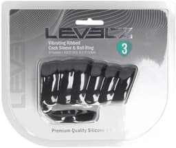 Vibrerende Geribbelde Siliconen Cock Sleeve en Ball Ring - Zwart — thumbnail 5