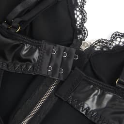 Sexy 3-Delige Lingerieset Dames – Latex Wetlook Body met Jarretels– Lingerie Erotisch Dames – Erotische Lingerie – Sexy Lingerie – Chique – High End Bodysuit – Leren PU Body – Leatherlook – Luxe Nachtkleding – BDSM – Clubwear – Wasteland – S, M, L,XL — thumbnail 5