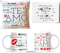 Romantische cadeaus voor koppels - Kussen en Mok met Liefdesboodschappen - Originele Geschenken voor Valentijnsdag, Verjaardag en Jubileum — thumbnail 1