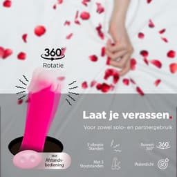 Rosebay Vibrerende Dildo met Afstandbediening 20 cm - Stotende Dildo - Dildo Vibrator - Dildo met Zuignap - Dildo Vibrator voor Vrouwen - Roze — thumbnail 5