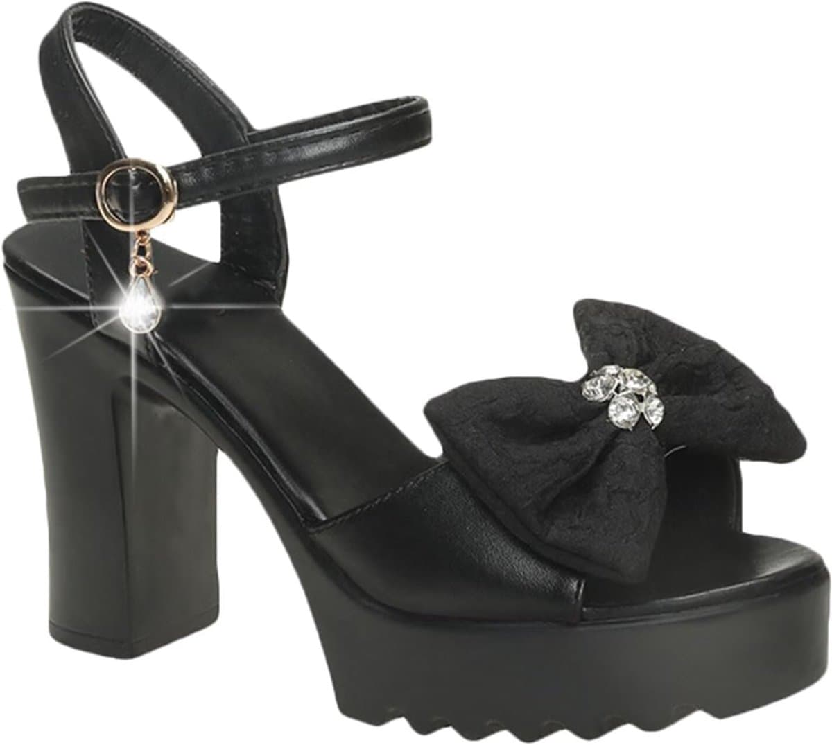 Hoge Hakken Sandalen - Zomer Schoenen - Feestelijke Gelegenheden - Platform Blokhak - 10cm Hak 3cm Plateau — afbeelding 1