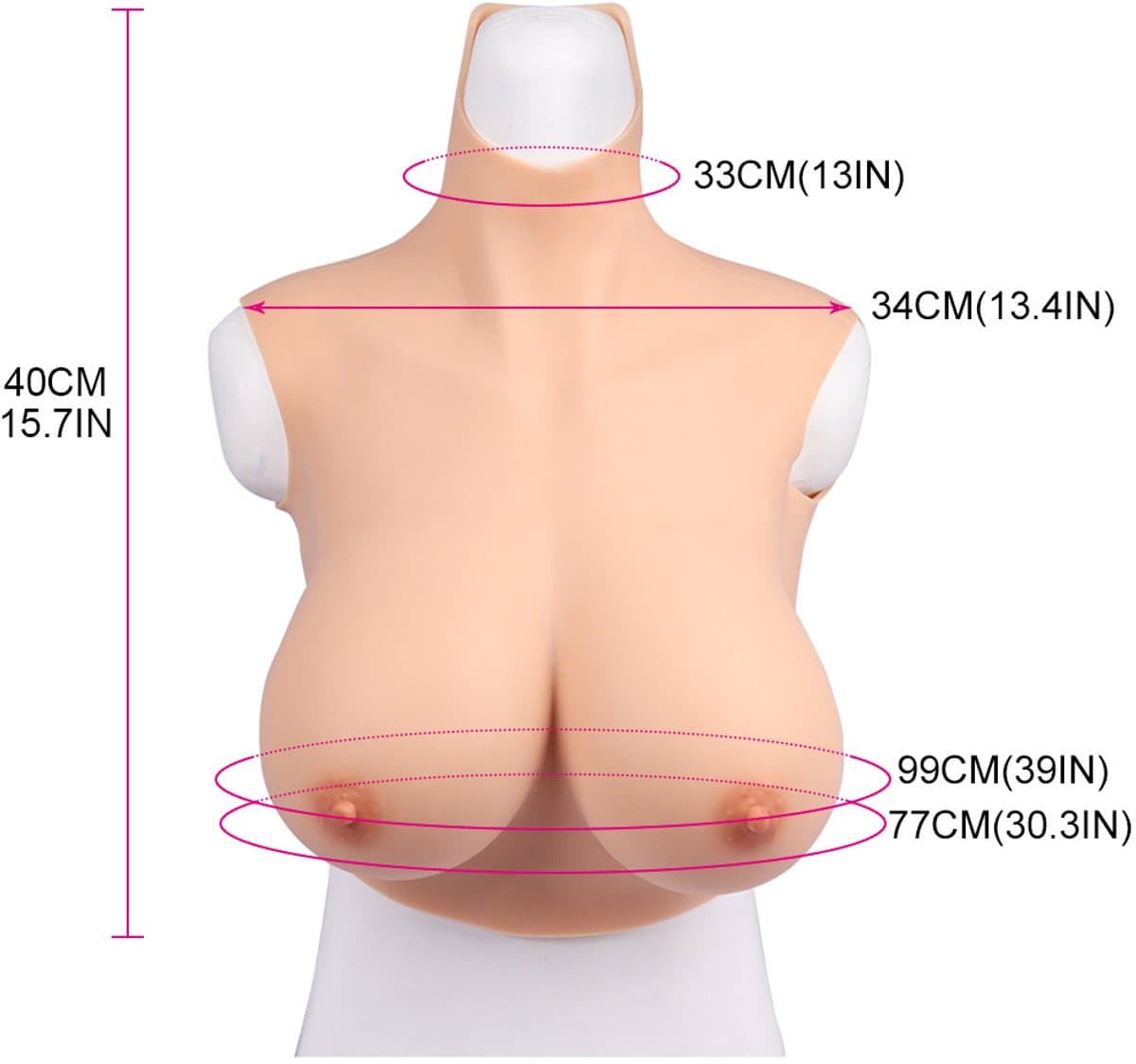 Siliconen- Borsten- Breastplate- 100% siliconen- 4000 gram- Grote Borsten- Nep- G cup- Cosplay- Travestie-Transgender — afbeelding 1