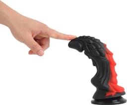 Banoch | Fantasy Dragon Dildo | Rood/Zwart – Siliconen Dildo met Zuignap | Gedetailleerde Textuur | Flexibel & Stevig | Monster creature — thumbnail 3