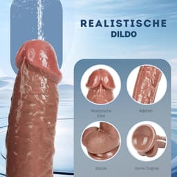 Dildo met Spuitfunctie - 20 Cm - Met Spuit en Pompje - 50ml - Realistische Seksspeelgoed - Met Zuignap - Siliconen - Lichtbruin - Discreet Verzonden — thumbnail 3
