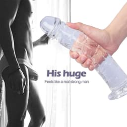 Realistische dildo, zachte jelly transparante dildo met sterke zuignap, siliconen penisreplica anale dildo, groot formaat, seksspeeltje voor vrouwen, mannen (XL) — thumbnail 4
