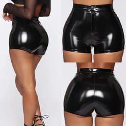 PU Lederen BDSM short - Vrouwen broekje - Leer - Knoop en ritssluiting - Mini broekje - Erotisch - Sexy - Clubwear — thumbnail 2