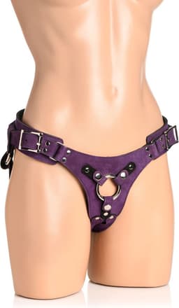 Korset Deluxe Leren Strap On - Paars — thumbnail 1