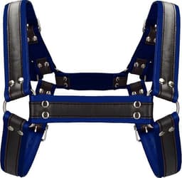 Shots - Ouch! Leren Bulldog Harnas met Gespen - L/XL blue L/XL — thumbnail 5