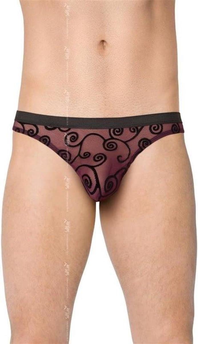 Softline Collection - sexy kanten herenslip zwart/ paars L — afbeelding 1
