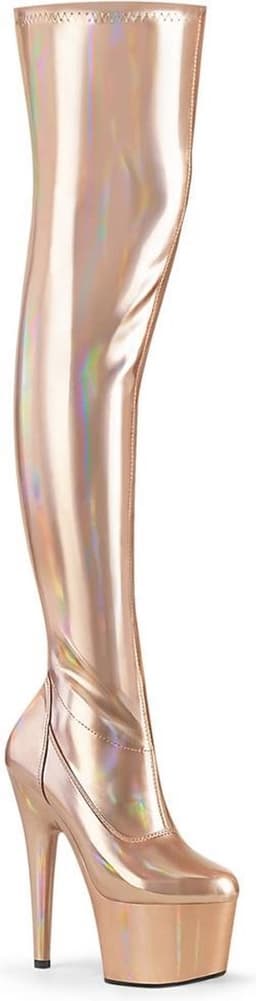Pleaser - ADORE-3000HWR Plateau Overknee Laarzen - Paaldans schoenen - 40 shoes - Champagne — thumbnail 1