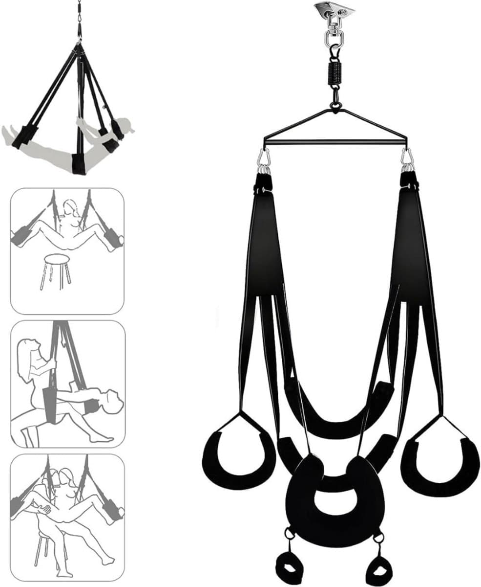 Sex Schommel - Sex Swing Extra Stevig – Seksschommel Met Extra Brede Kussens – Seksspeeltjes voor Koppel – Seks Schommel BDSM – Erotiek Toys - Sex Sling – Love Swing – Discreet Verpakt – Zwart — afbeelding 1