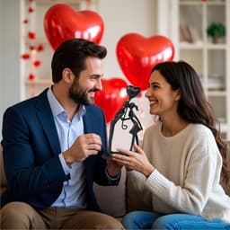 Gietijzeren Standbeeld Kussend Paar voor Romantische Cadeaus en Jubilea — thumbnail 5