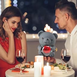 Romantische teddybeer met roos en verborgen sieradendoosje - uniek cadeau voor haar - Valentijnsdag, Moederdag, bruiloften en jubilea — thumbnail 5