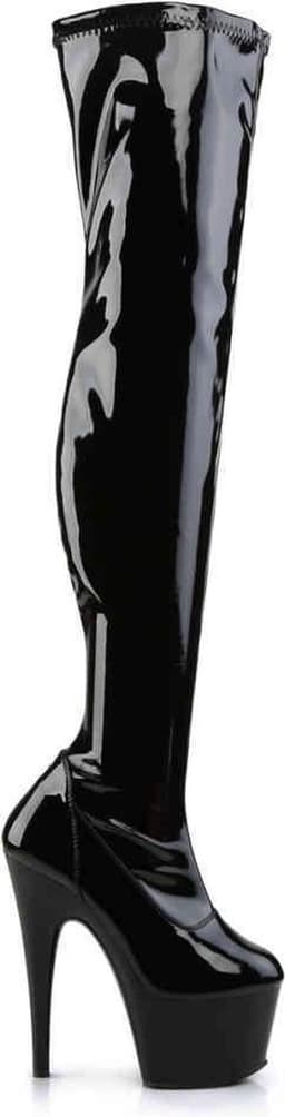 Pleaser Adore- 3000 Hoge laarzen boots plwateau Black Stretch Patent Zwart - US:10 EU:40 — thumbnail 5
