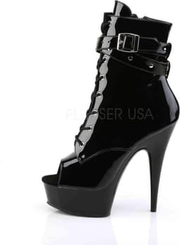 EU 35 = US 5 | DELIGHT-1033 | 6 Heel, 1 3/4 PF Peep Toe Lace-Up Ankle Boot, Side Zip — thumbnail 3