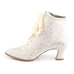 EU 37 = US 7 | VICTORIAN-30 | 2 3/4 Flaired Heel Lace Up Ankle Bootie w/Lace Overlay — thumbnail 3