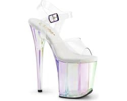 Pleaser - FLAMINGO808HT Sandaal met enkelband, Paaldans schoenen - US 5 - 35 Shoes - Transparant