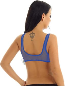 Visnet topje - Blauwe visnet BH - Sexy top - One size - Crop Top - Elastische top - Erotiek - Festival top - Blauw - CHPN — thumbnail 3