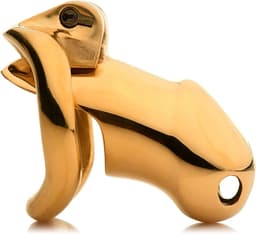 XR Brands AH086 - Midas Locking Chastity Cage - 18K Gold-Plated - Gold — thumbnail 5