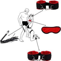Oneay BDSM Set 7-delig – Bondage Set met Handboeien, Gag Ball & Zweep – SM Speeltjes voor Koppels – Beginners Bondage Kit – Verstelbaar & Comfortabel – Erotisch Cadeau voor Hem & Haar - Zwart — thumbnail 2