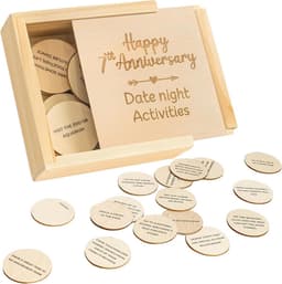 Houten Date Night Box met 52 Activiteiten voor 7 Jaar Huwelijksjubileum — thumbnail 1