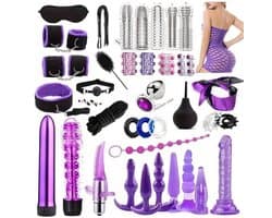 Oneay BDSM bondage 38-delige set, hoogwaardige seksspeelgoedset voor stellen, SM-set voor volwassenen, anale inserter voor man en vrouw, penisring, handboeien bondage SM-set, seksspeelgoed