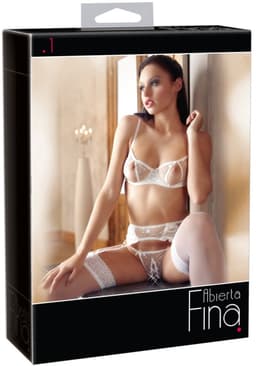 Abierta Fina – Sexy Beha set met Open Stukken en Decoratieve Veters  – Maat 75B/S – Wit — thumbnail 1