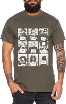 Heren Halloween T-Shirt met Iconische Horrorfilm Personages — thumbnail 3