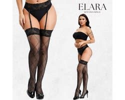 Elara Marena – Sexy Jarretel Gordel met Kousen – 2-Delige Lingerieset – Verleidelijke Netkousen met Kant – S t/m XL – Dames Lingerie