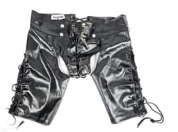BamBella ® Nep Leer broek - Maat L - Zwart - BDSM kleding erotische onderbroek heren kleding — thumbnail 3