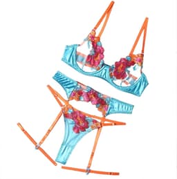 Prachtige elegante lingerie set - 3-delig - Beha, Slip en Jarretels - Erotische vrouwen ondergoed - Sexy en uitdagend - Goede kwaliteit — thumbnail 4