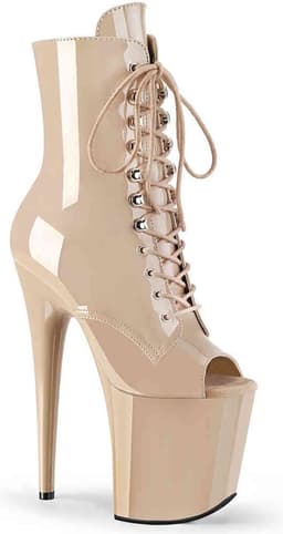 Pleaser - FLAMINGO-1021 Plateau Laarzen, Paaldans schoenen - Paaldans schoenen - 42 Shoes - Creme — thumbnail 1