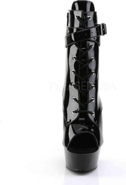 EU 35 = US 5 | DELIGHT-1033 | 6 Heel, 1 3/4 PF Peep Toe Lace-Up Ankle Boot, Side Zip — thumbnail 2