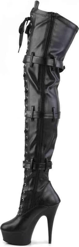 Pleaser - DELIGHT3028 Plateau Overknee Laarzen - Paaldans schoenen - 45 Shoes - Zwart — thumbnail 3