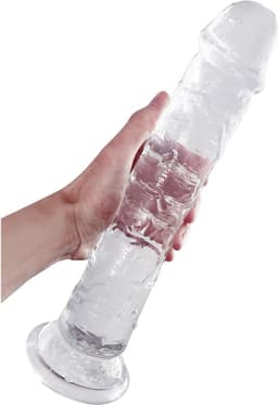 Realistische dildo, zachte jelly transparante dildo met sterke zuignap, siliconen penisreplica anale dildo, groot formaat, seksspeeltje voor vrouwen, mannen (XL) — thumbnail 1