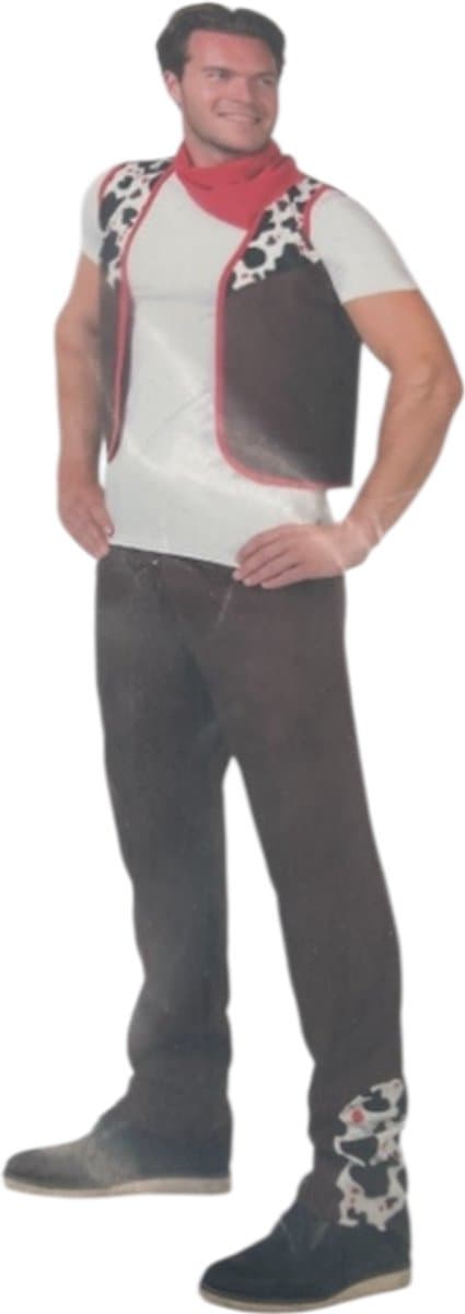 Kinky Cowboy Verkleedset – Bruine Broek, Gilet & Rode Sjaal – Erotisch Kostuum voor Foute Feestjes & Rollenspel Maat M — afbeelding 1