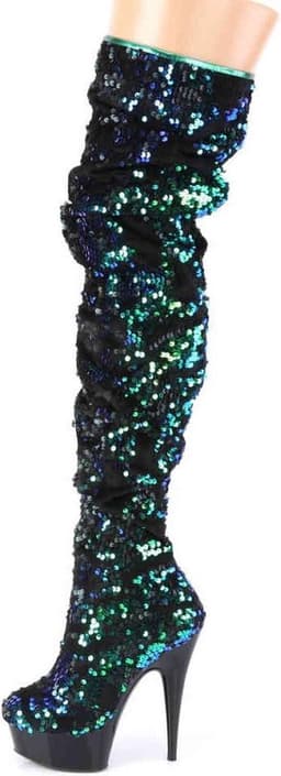 Pleaser - DELIGHT-3004 Plateau overknee Laarzen - US 6 - 36 Shoes - Groen/Zwart — thumbnail 3