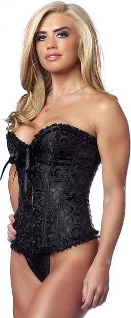 Amorable Burlesque Rijgcorset met String - Zwart XL — thumbnail 3